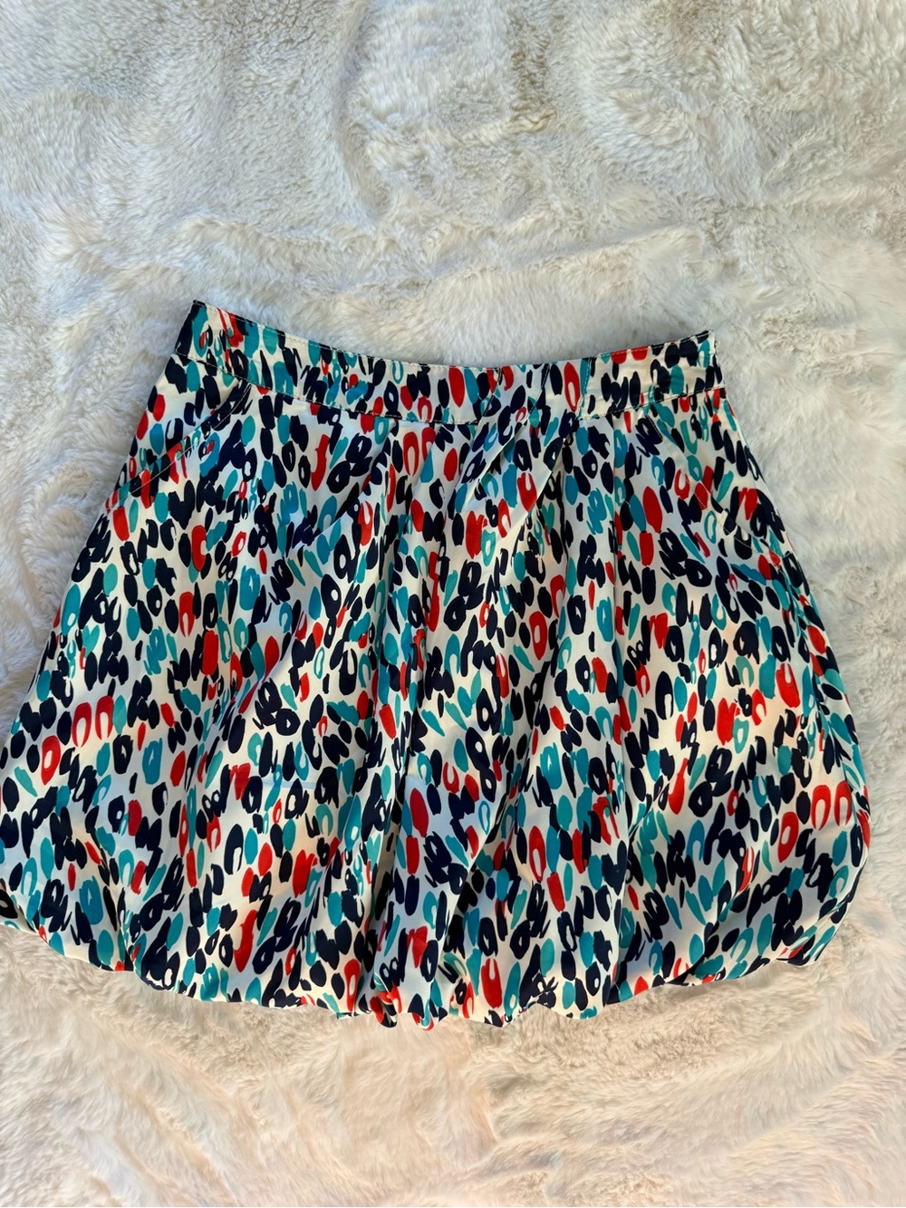 NWOT F21 Girls Abstract Print Satin Bubble Skirt with Pockets